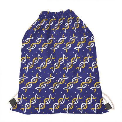 White And Yellow DNA Pattern Print Drawstring Bag