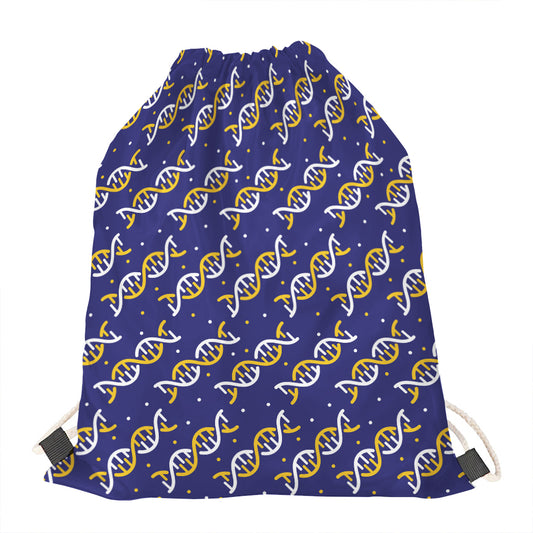 White And Yellow DNA Pattern Print Drawstring Bag