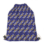 White And Yellow DNA Pattern Print Drawstring Bag