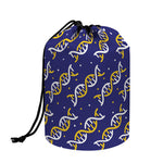 White And Yellow DNA Pattern Print Drawstring Makeup Bag