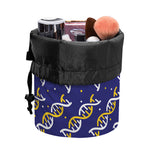 White And Yellow DNA Pattern Print Drawstring Makeup Bag