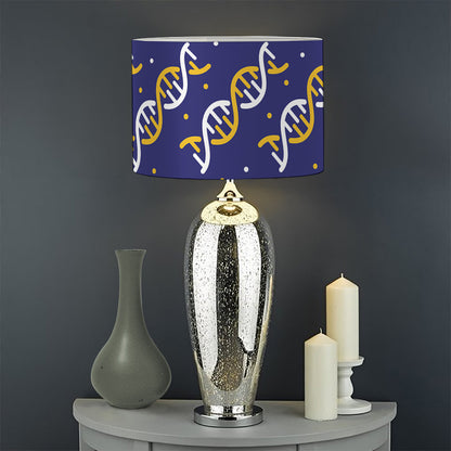 White And Yellow DNA Pattern Print Drum Lamp Shade