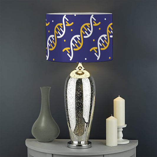 White And Yellow DNA Pattern Print Drum Lamp Shade