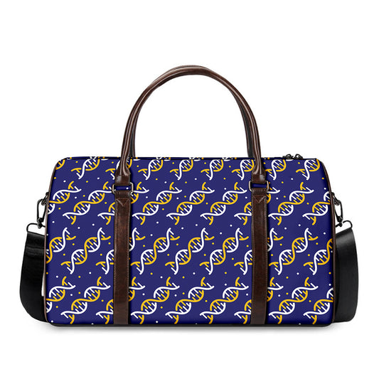 White And Yellow DNA Pattern Print Duffle Bag