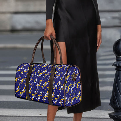 White And Yellow DNA Pattern Print Duffle Bag