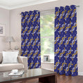 White And Yellow DNA Pattern Print Extra Wide Grommet Curtains