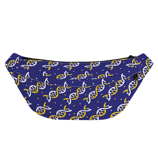 White And Yellow DNA Pattern Print Fanny Pack