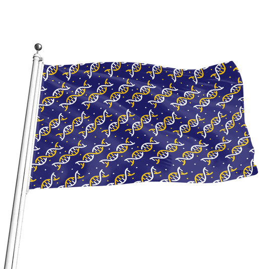 White And Yellow DNA Pattern Print Flag