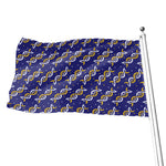 White And Yellow DNA Pattern Print Flag