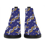 White And Yellow DNA Pattern Print Flat Ankle Boots