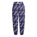 White And Yellow DNA Pattern Print Fleece Lined Knit Pants