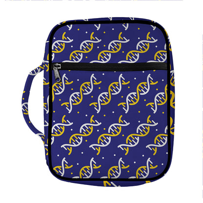 White And Yellow DNA Pattern Print Front Pocket Bible Bag