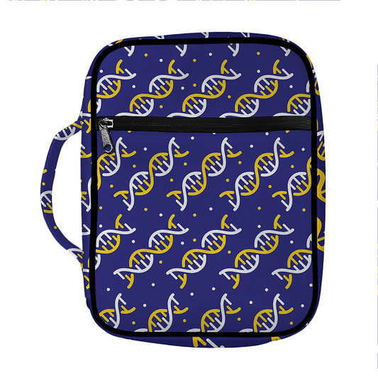 White And Yellow DNA Pattern Print Front Pocket Bible Bag