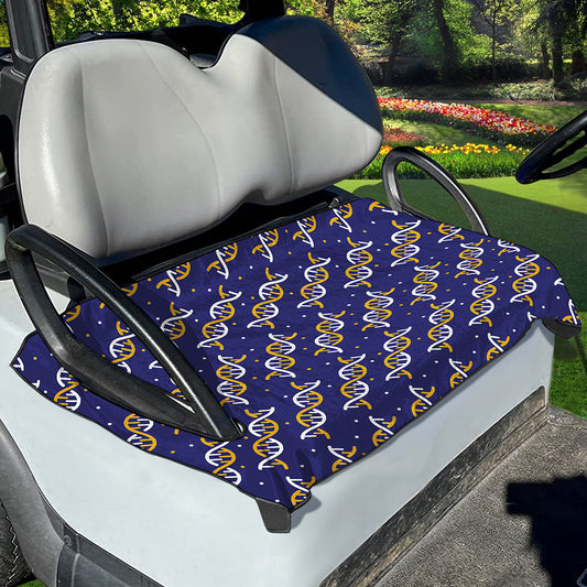 White And Yellow DNA Pattern Print Golf Cart Seat Cover