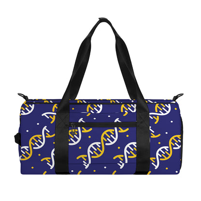 White And Yellow DNA Pattern Print Gym Bag
