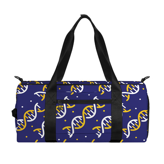 White And Yellow DNA Pattern Print Gym Bag