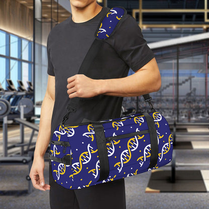 White And Yellow DNA Pattern Print Gym Bag