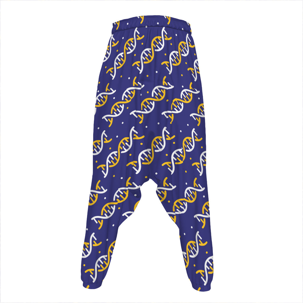 White And Yellow DNA Pattern Print Hammer Pants