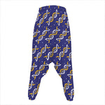 White And Yellow DNA Pattern Print Hammer Pants