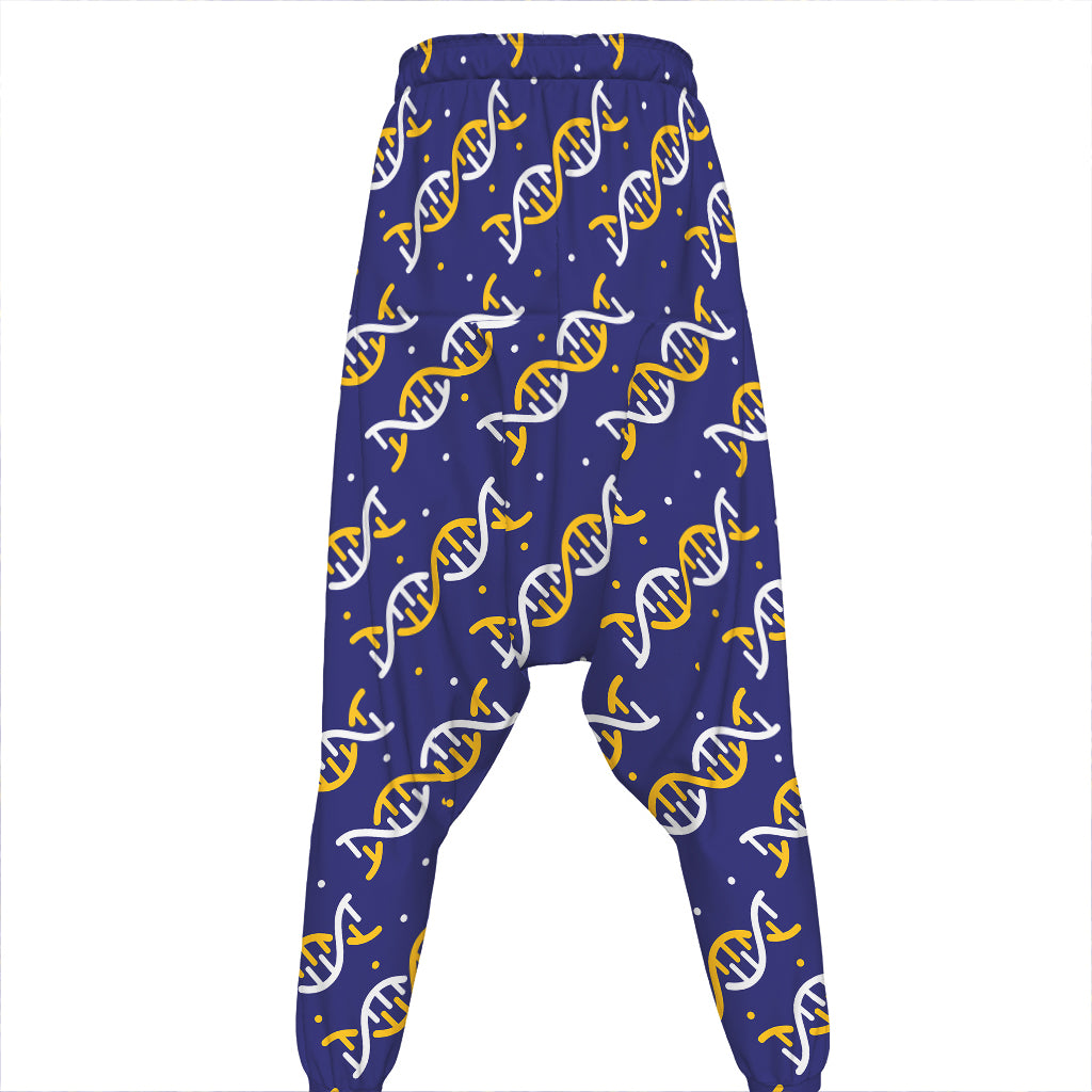 White And Yellow DNA Pattern Print Hammer Pants