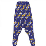 White And Yellow DNA Pattern Print Hammer Pants