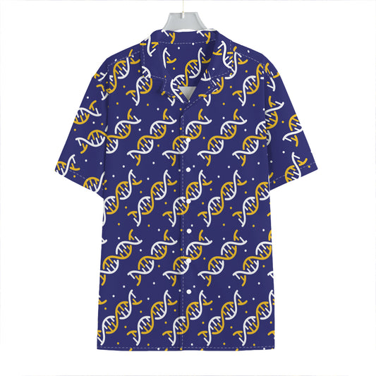 White And Yellow DNA Pattern Print Hawaiian Shirt