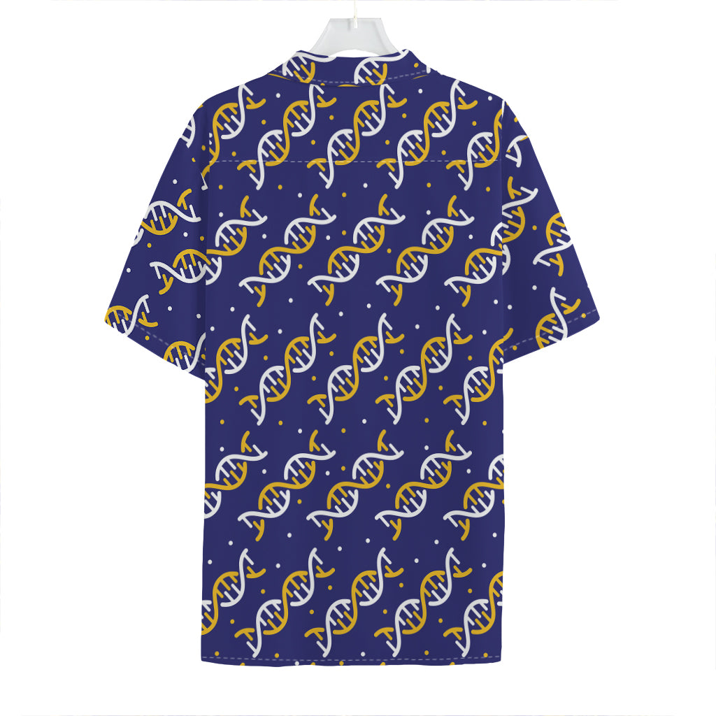 White And Yellow DNA Pattern Print Hawaiian Shirt