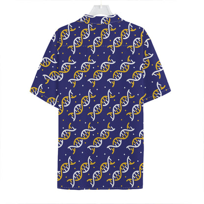 White And Yellow DNA Pattern Print Hawaiian Shirt