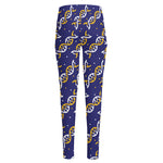 White And Yellow DNA Pattern Print High-Waisted Pocket Leggings