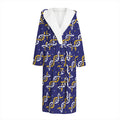 White And Yellow DNA Pattern Print Hooded Bathrobe
