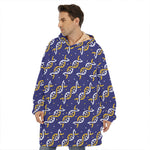 White And Yellow DNA Pattern Print Hoodie Blanket