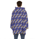 White And Yellow DNA Pattern Print Hoodie Blanket