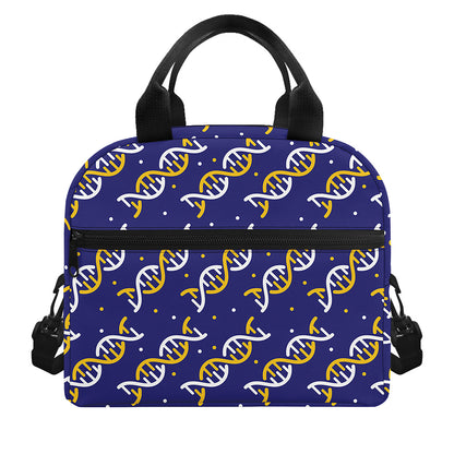 White And Yellow DNA Pattern Print Insulated Lunch Bag