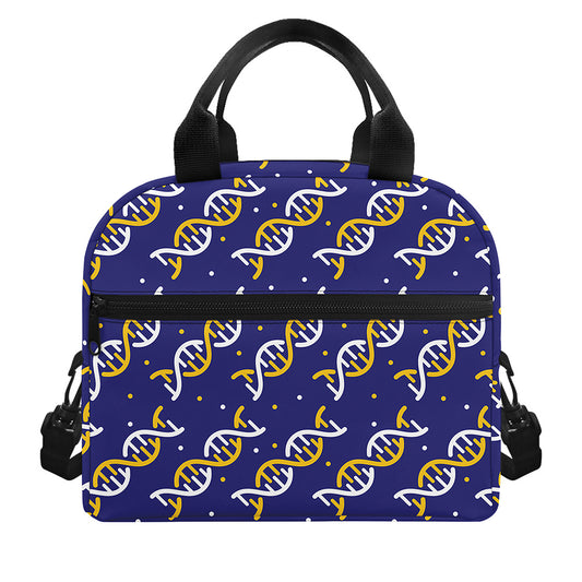 White And Yellow DNA Pattern Print Insulated Lunch Bag