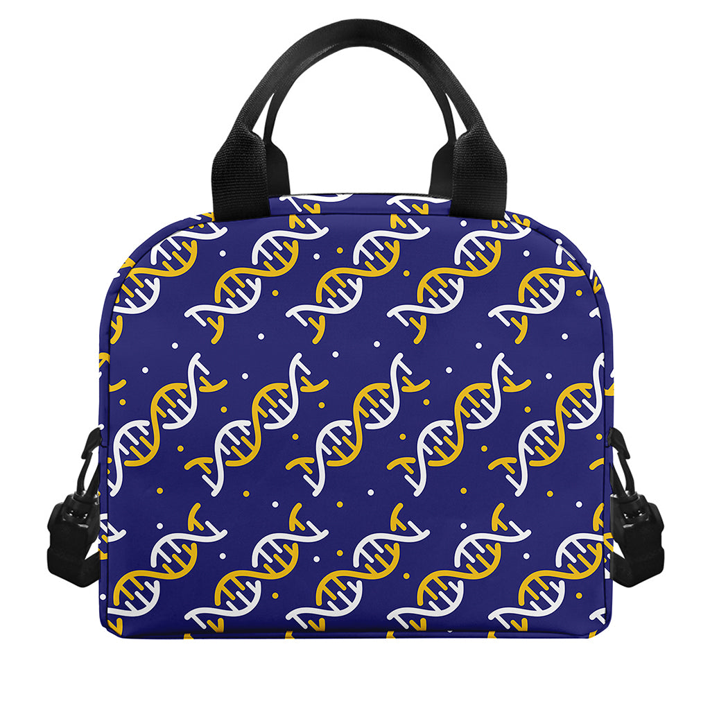White And Yellow DNA Pattern Print Insulated Lunch Bag