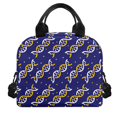 White And Yellow DNA Pattern Print Insulated Lunch Bag