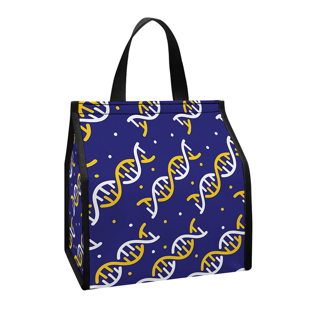 White And Yellow DNA Pattern Print Insulated Lunch Tote