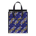 White And Yellow DNA Pattern Print Insulated Lunch Tote