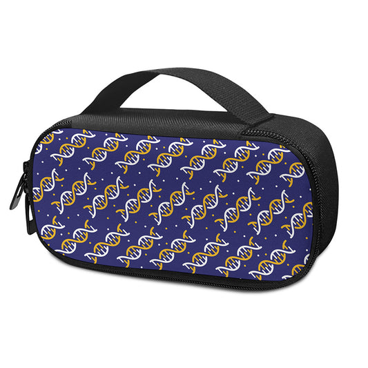 White And Yellow DNA Pattern Print Insulin Cooler Travel Case