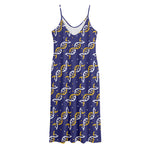 White And Yellow DNA Pattern Print Jersey Midi Cami Dress