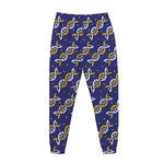 White And Yellow DNA Pattern Print Jogger Pants