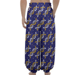 White And Yellow DNA Pattern Print Lantern Pants