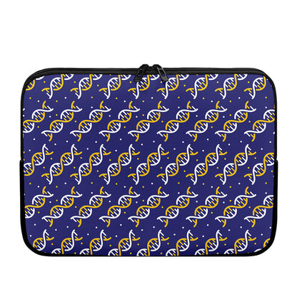 White And Yellow DNA Pattern Print Laptop Sleeve