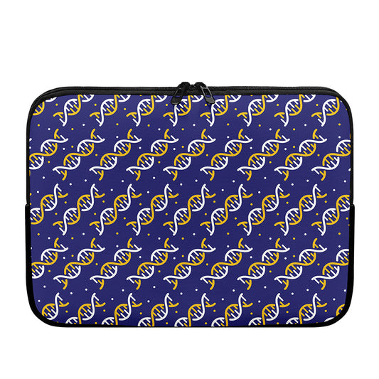 White And Yellow DNA Pattern Print Laptop Sleeve