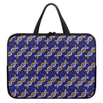 White And Yellow DNA Pattern Print Laptop Sleeve With Handle