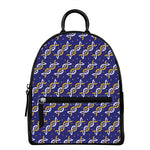 White And Yellow DNA Pattern Print Leather Backpack