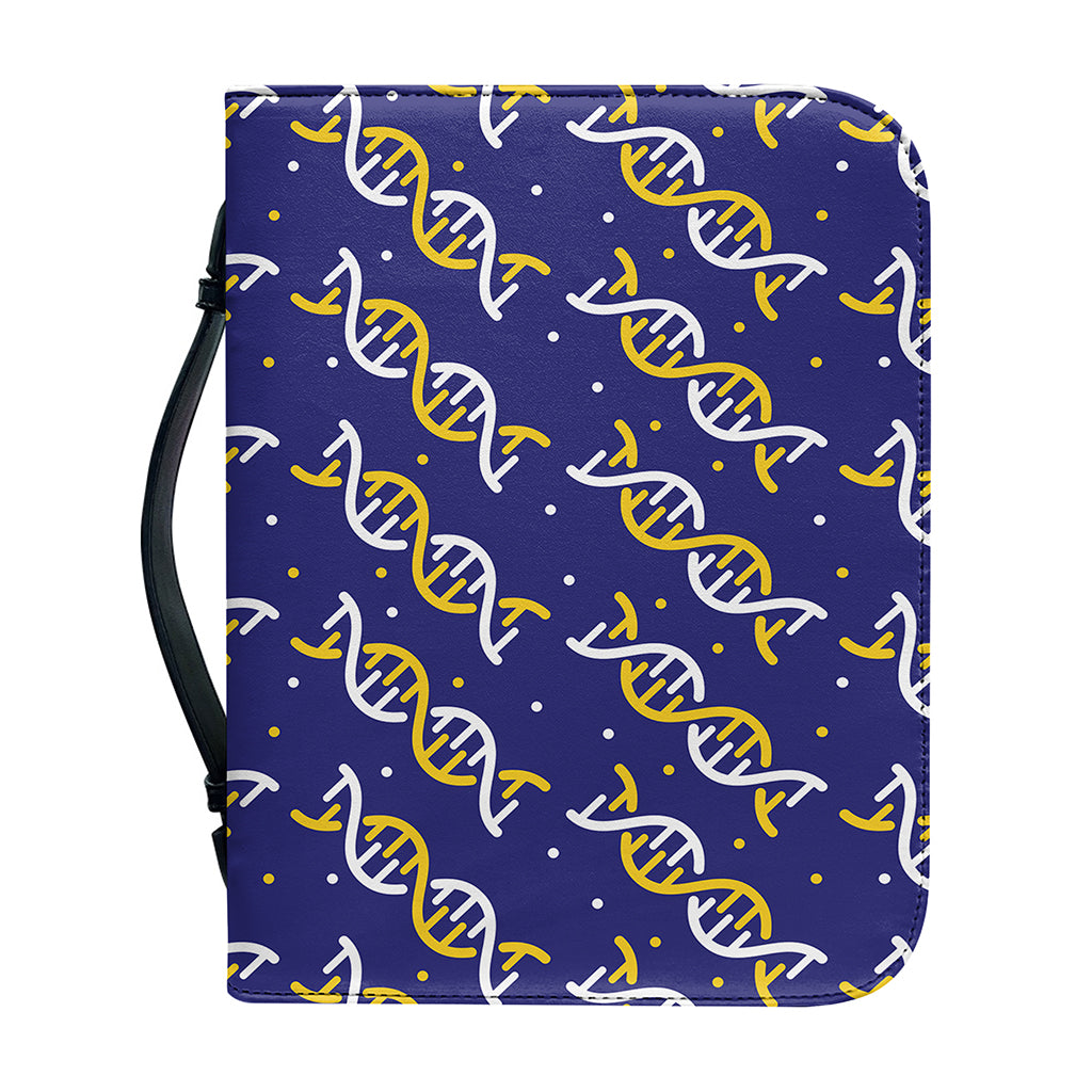 White And Yellow DNA Pattern Print Leather Bible Cover