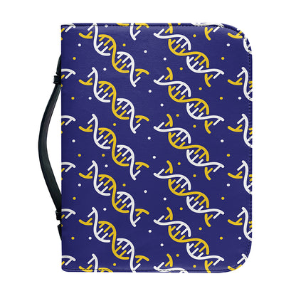 White And Yellow DNA Pattern Print Leather Bible Cover