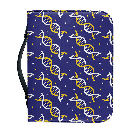 White And Yellow DNA Pattern Print Leather Bible Cover