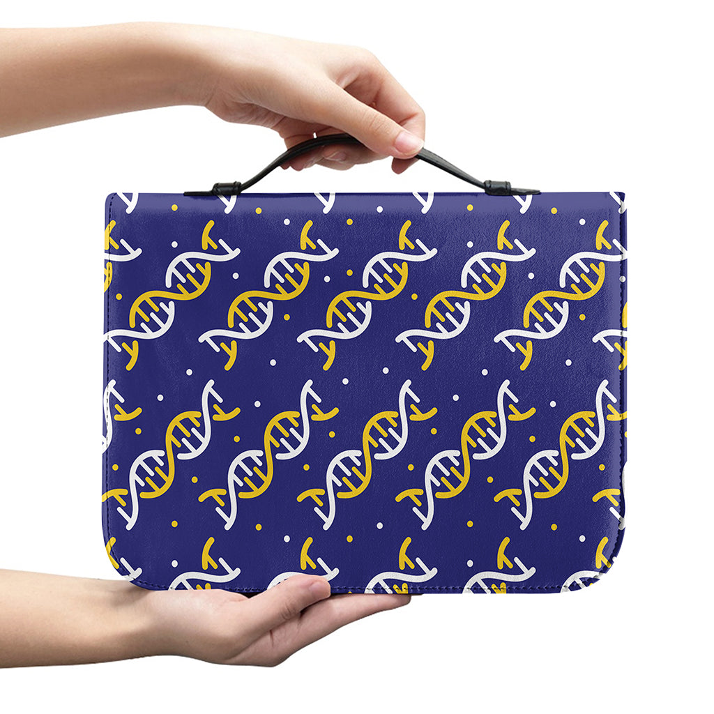 White And Yellow DNA Pattern Print Leather Bible Cover